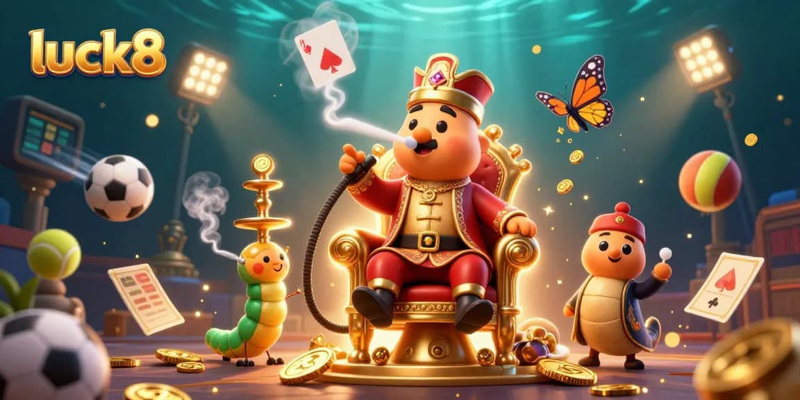 Experience luck8's immersive gaming with vibrant 3D elements and dynamic compositions in online gaming.