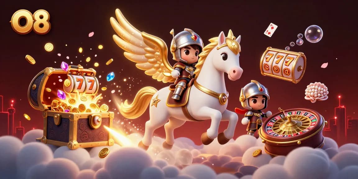Experience winning strategies with O8's vibrant casino world featuring games and treasures.