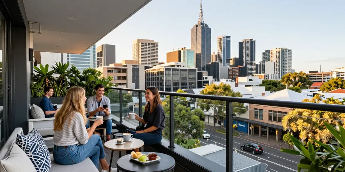 Enjoying coffee at a stylish Airbnb rental in Melbourne, showcasing airbnb management melbourne options.