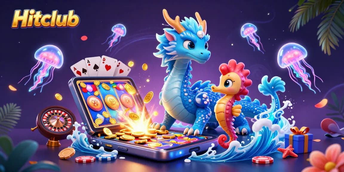 Hitclub engages players with vivid slot action featuring a magical dragon and seahorse knight.