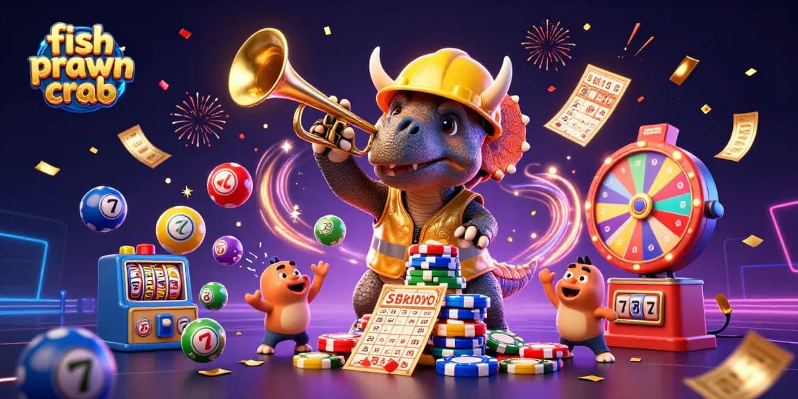 Engage with fish prawn crab games featuring vibrant illustrations of excitement, luck, and winning elements.