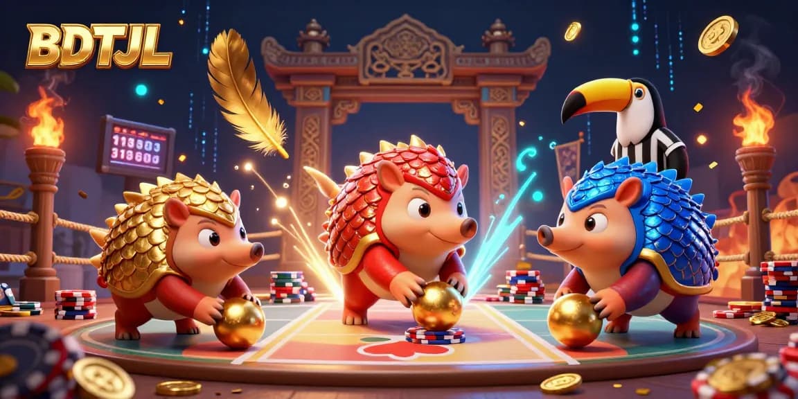 Experience the thrilling BDTJL action with rival pangolins in a dynamic casino showdown.