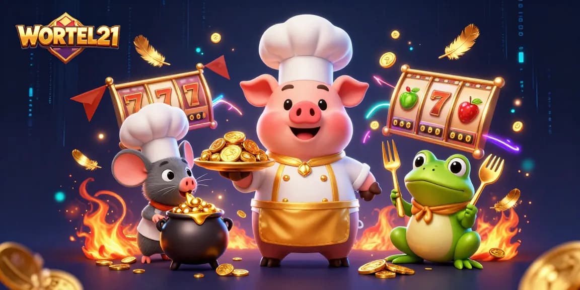 Experience WORTEL21 with a dynamic scene of charming characters amidst exciting casino elements.
