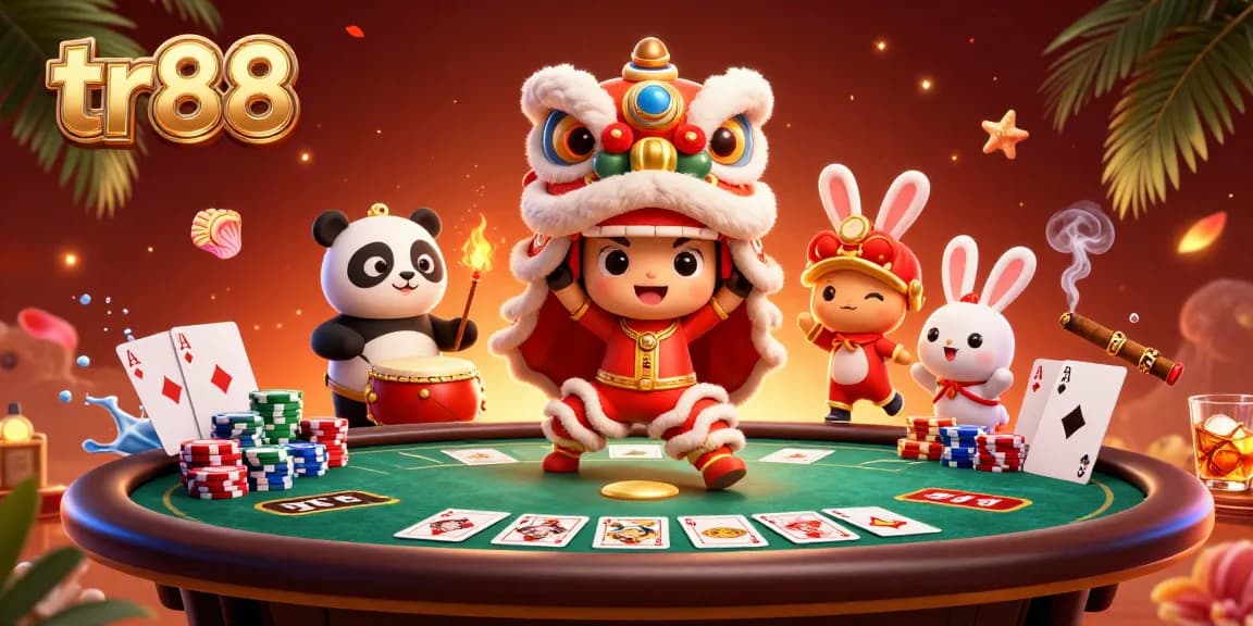 Experience exciting gameplay at tr88 with a vibrant casino scene featuring lively characters and poker elements.