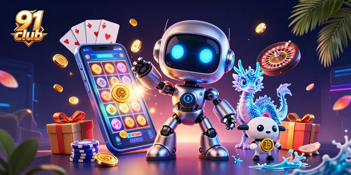 Engage in fun gaming at 91 club with dynamic characters and colorful slot elements.