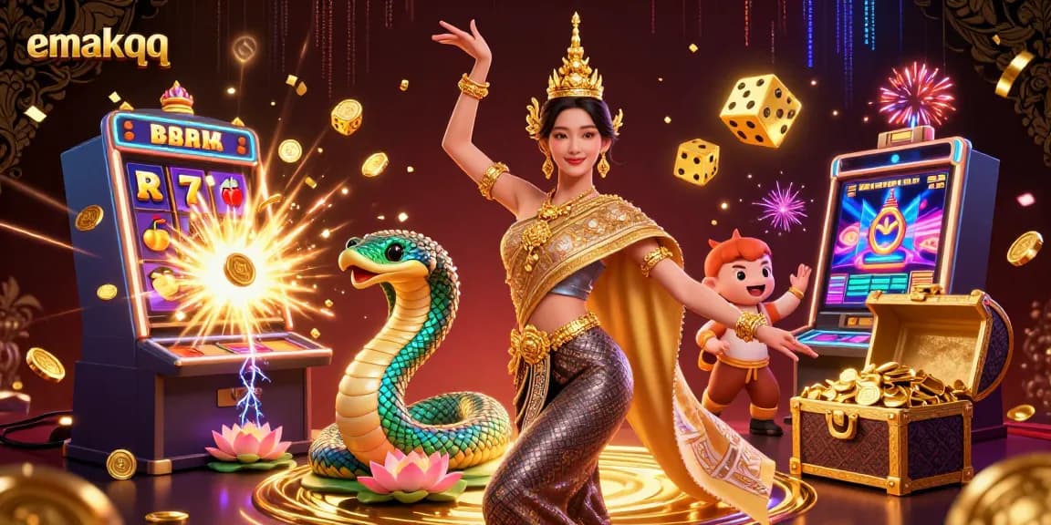 Experience excitement at emakqq with Asian-themed casino elements and vibrant game action.