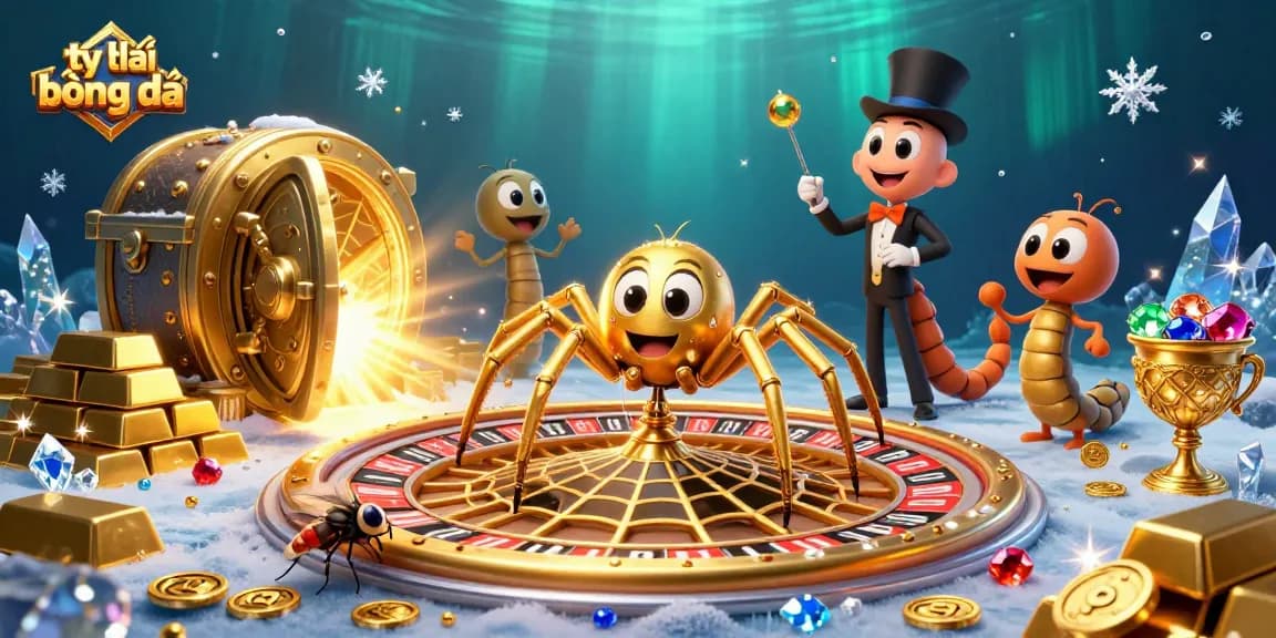 Engage with tỷ lệ bóng đá in a vibrant casino scene featuring a betting spider and lively atmosphere.