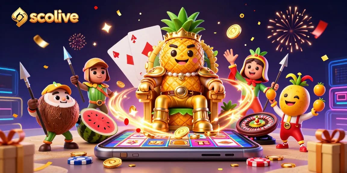 Socolive features vibrant 3D characters celebrating at a beach casino with interactive gaming elements.