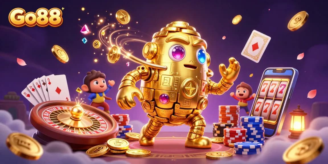 Experience thrilling gameplay at Go88 with vibrant casino elements and engaging 3D design.