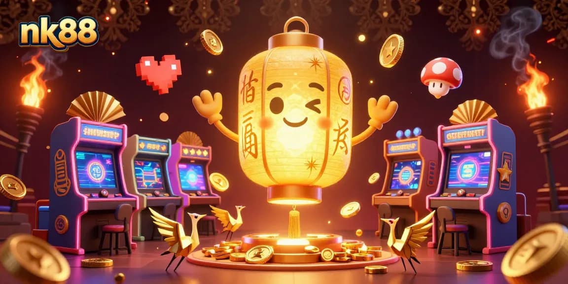 Experience the excitement of nk88 with golden lantern spirits and vibrant casino elements.