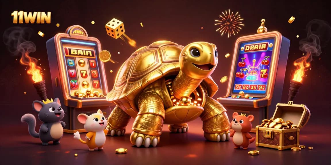 Engage in thrilling 11WIN casino action with our dynamic 3D illustration featuring excitement and jackpots.
