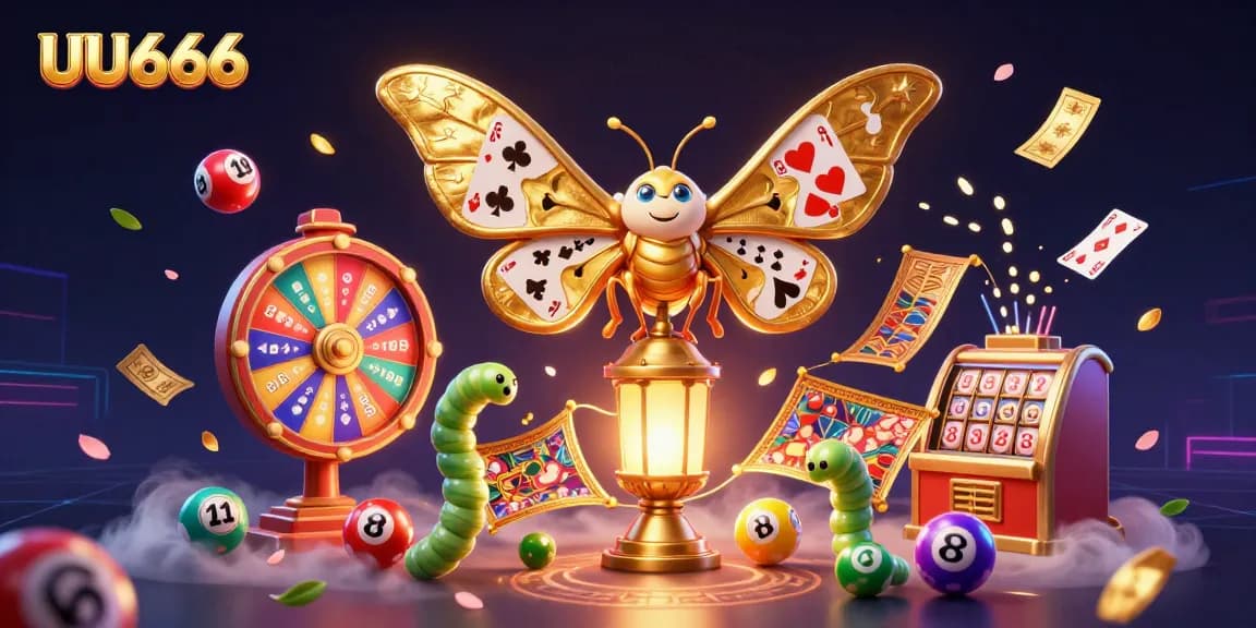 Experience the thrilling games at UU666 with an enchanting digital casino scene featuring vibrant lottery dynamics.