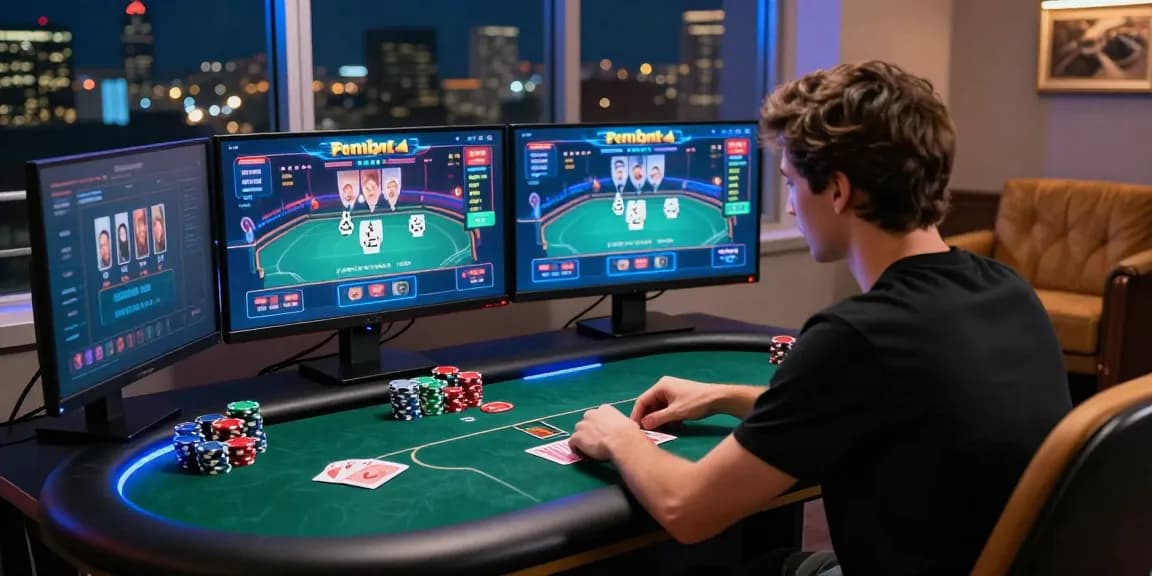Player engaging in an exciting online poker game showcasing Alternatif Link Nagapoker.