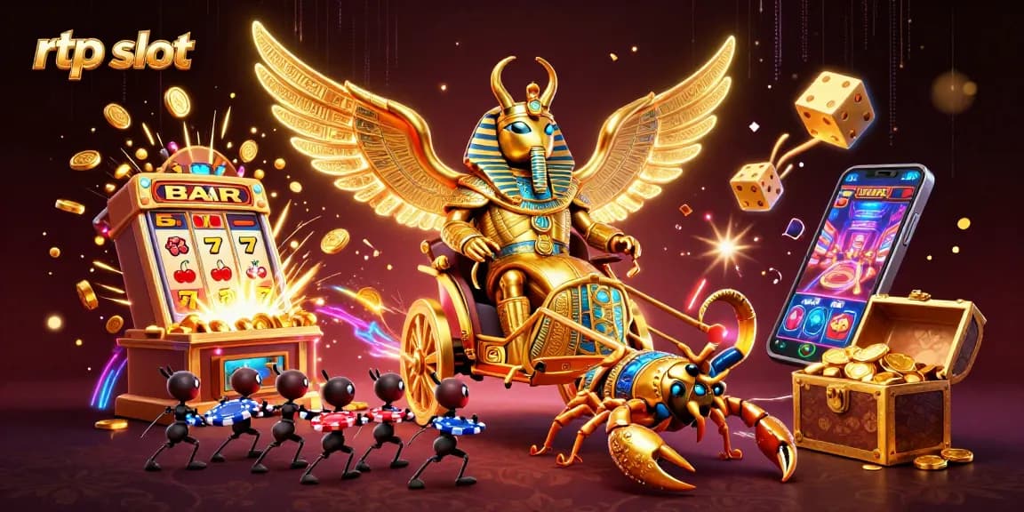 Spin the rtp slot for thrilling jackpots with a golden scarab and scorpions!
