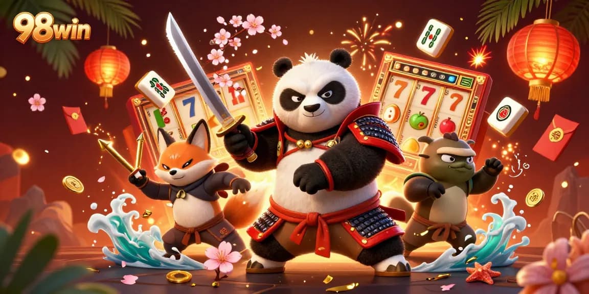 Experience thrilling gaming with 98win's lively illustration of a dynamic casino adventure.