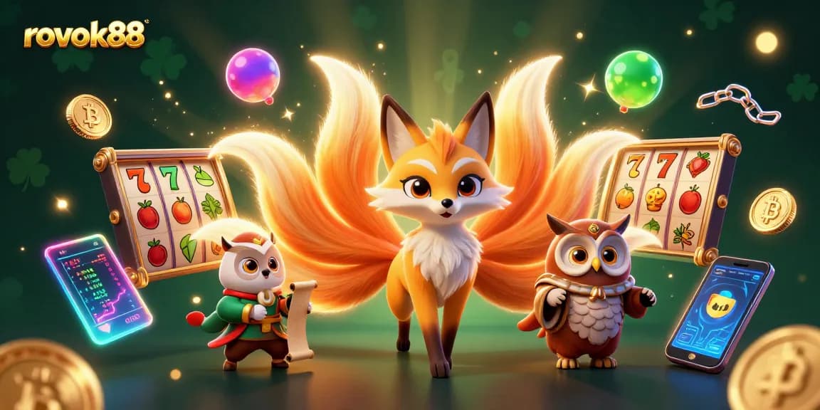 Engage with rokok88 spin to win with vibrant slot reels and colorful characters in an exciting casino scene.