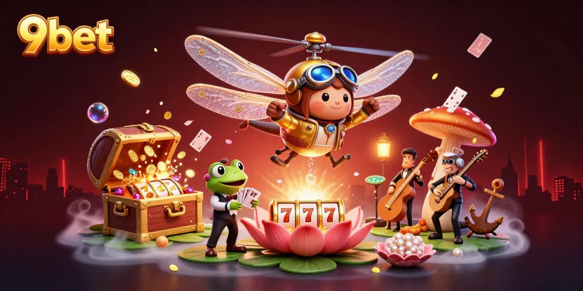 Experience exciting 9bet casino action with vibrant characters and dynamic gaming elements in a colorful scene.