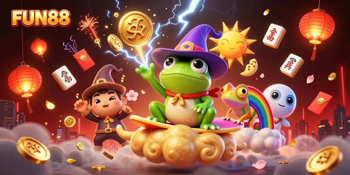 Experience the thrill of FUN88 with a magical illustration of vibrant gaming elements.