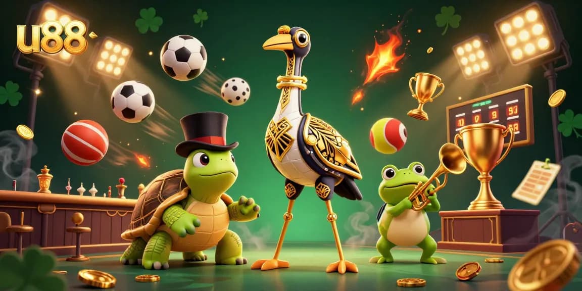 Experience thrilling gaming at u88, featuring colorful characters, sports elements, and action-packed animations.