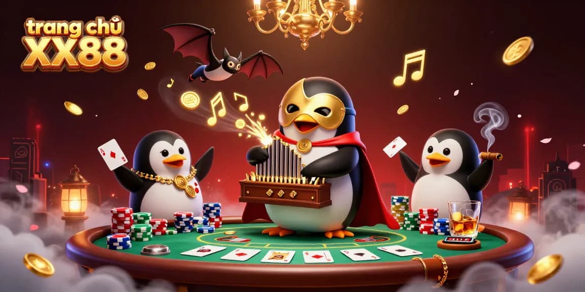 Experience the excitement of trang chủ XX88 with a vibrant 3D casino scene featuring playful elements.