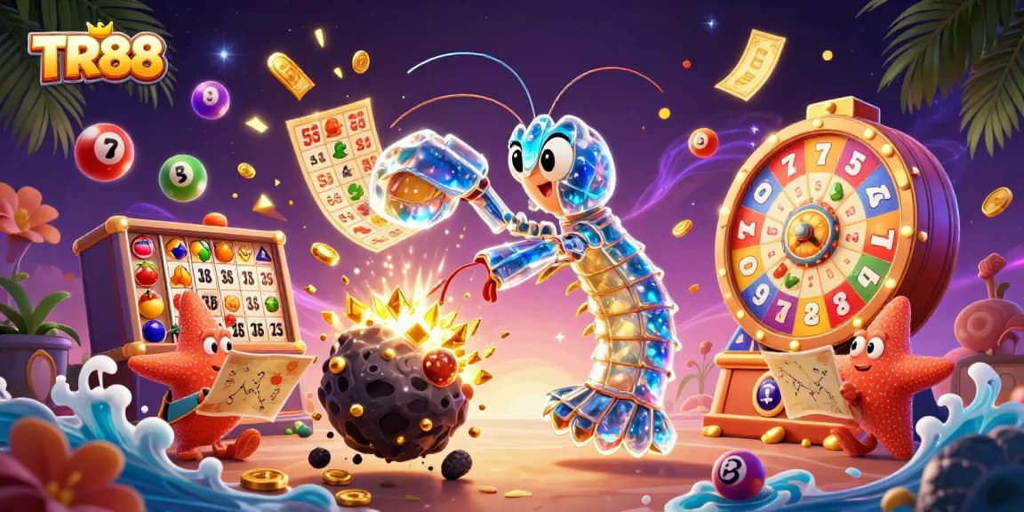 Experience thrilling casino action with TR88 at vibrant slot machines and colorful game elements.