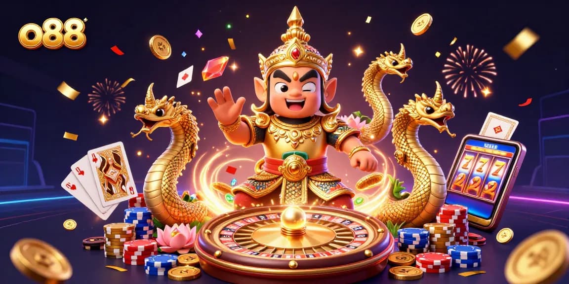 Spin and win at o88 casino with vibrant characters and exciting gaming elements in action.