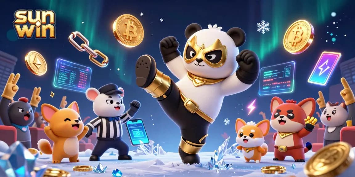 Engage in thrilling play at Sun Win with cartoon characters, exciting casino vibes, and vibrant gaming elements.