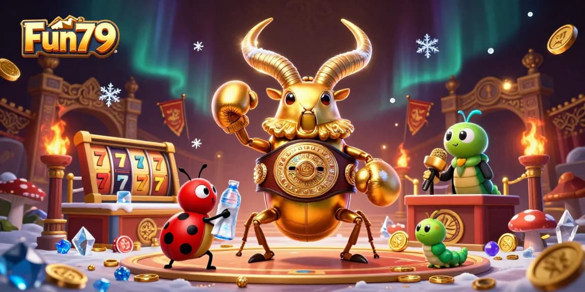 Engage in thrilling gameplay at Fun79 with a 3D fight scene featuring dynamic characters and casino elements.