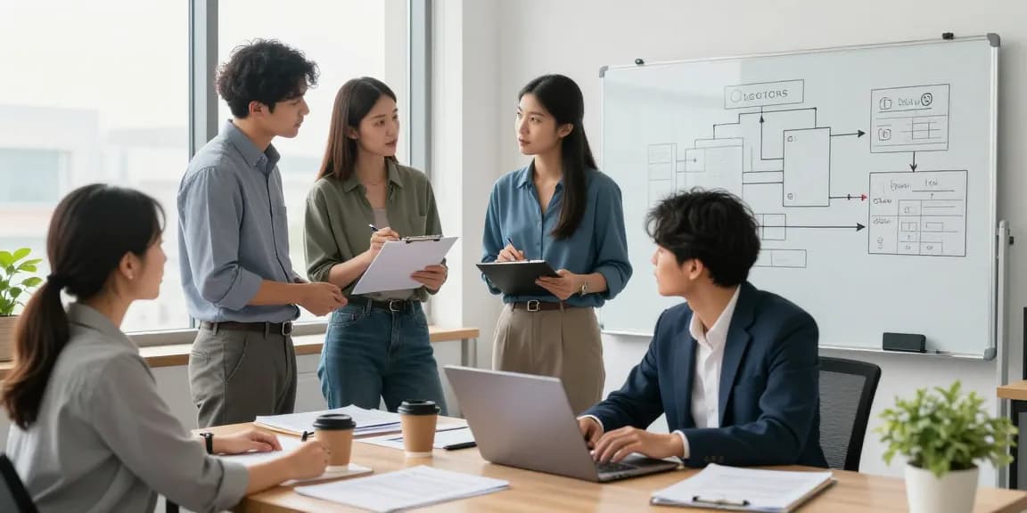 What is the process for migrating a business electricity account when moving to a new premise, including a team discussing logistics in a modern office.