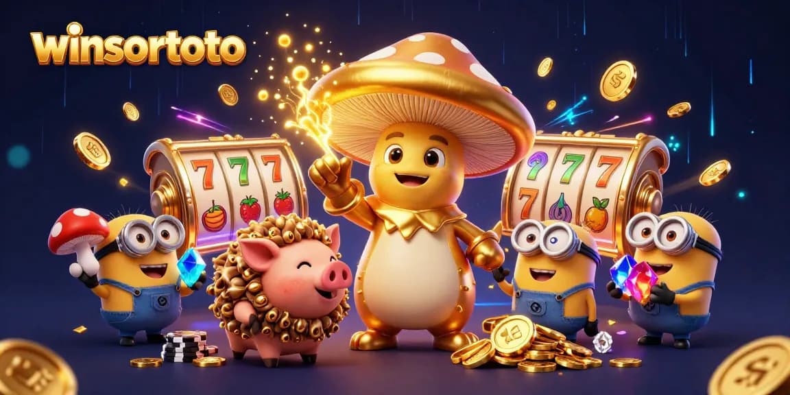 Menangkan dengan winsortoto melalui ilustrasi kasino 3D yang memukau tentang slot, harta karun dan sihir.