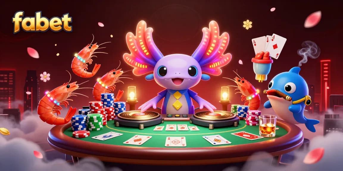 Spin with fabet's vibrant axolotl DJ while enjoying high-stakes poker!