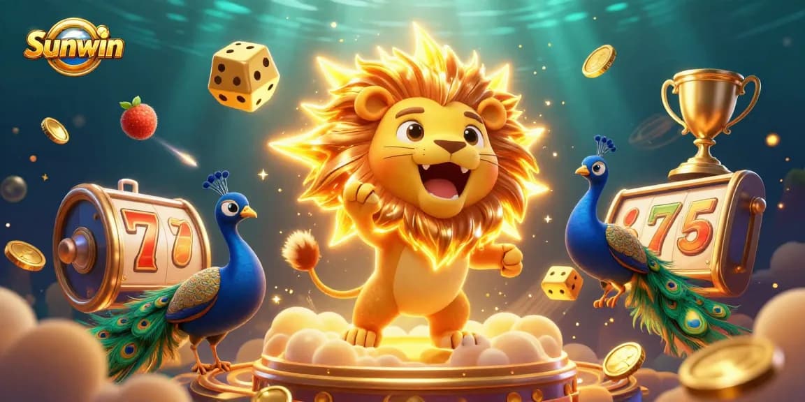 Experience thrilling slots action with Sunwin's vibrant 3D casino scene featuring a roaring sun lion