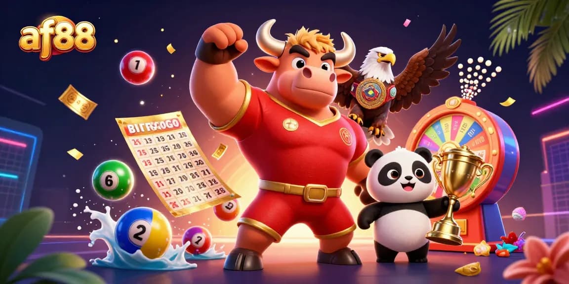 Experience the thrill of winning with af88's vibrant 3D casino scene, showcasing fun characters and exciting games.