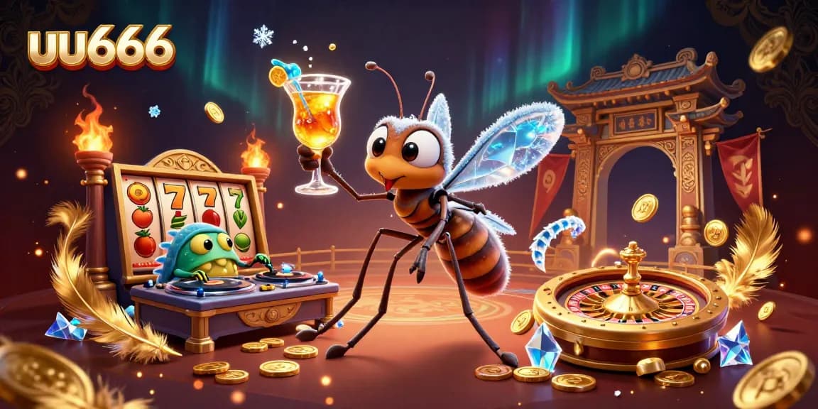Experience thrilling gameplay with uu666, featuring a lavish casino scene with vibrant characters and golden elements.