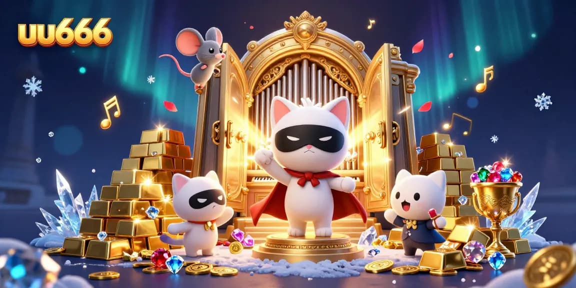 Experience the excitement at uu666 with a captivating illustration featuring a phantom cat at a casino organ.