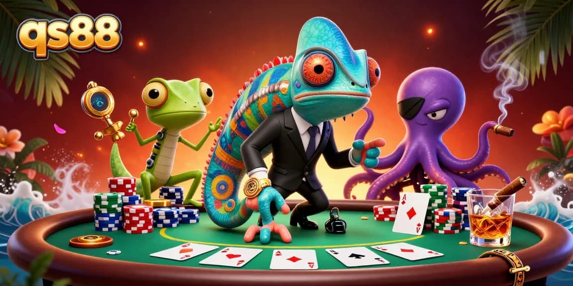 Experience thrilling gameplay at qs88 with a lively poker scene featuring vibrant characters and elements.