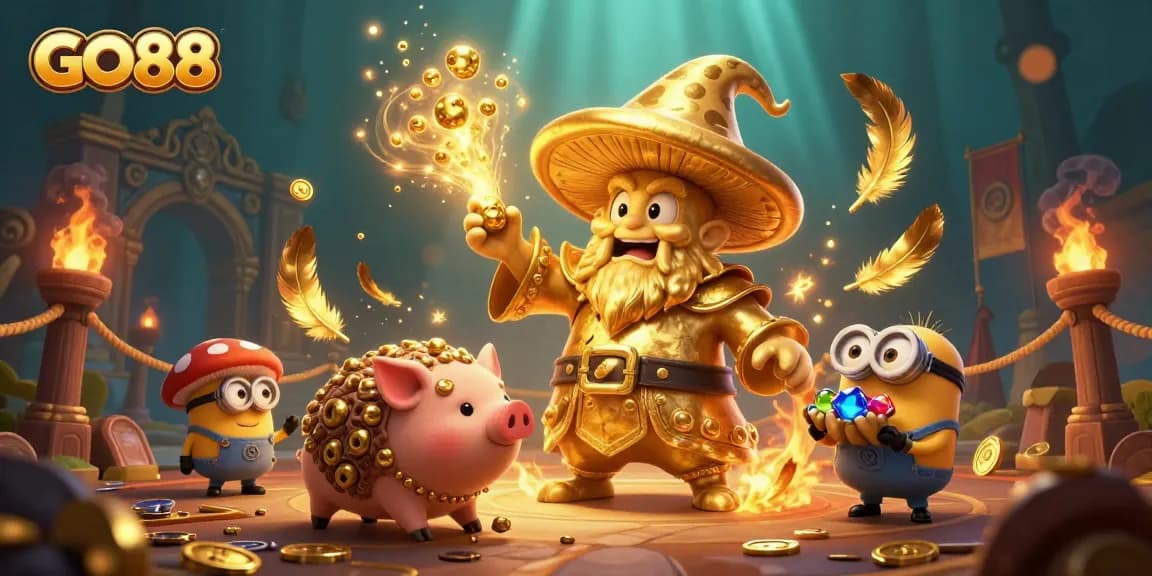Engage in thrilling gameplay with GO88’s dynamic golden mushroom wizard and treasure-hunting elements.
