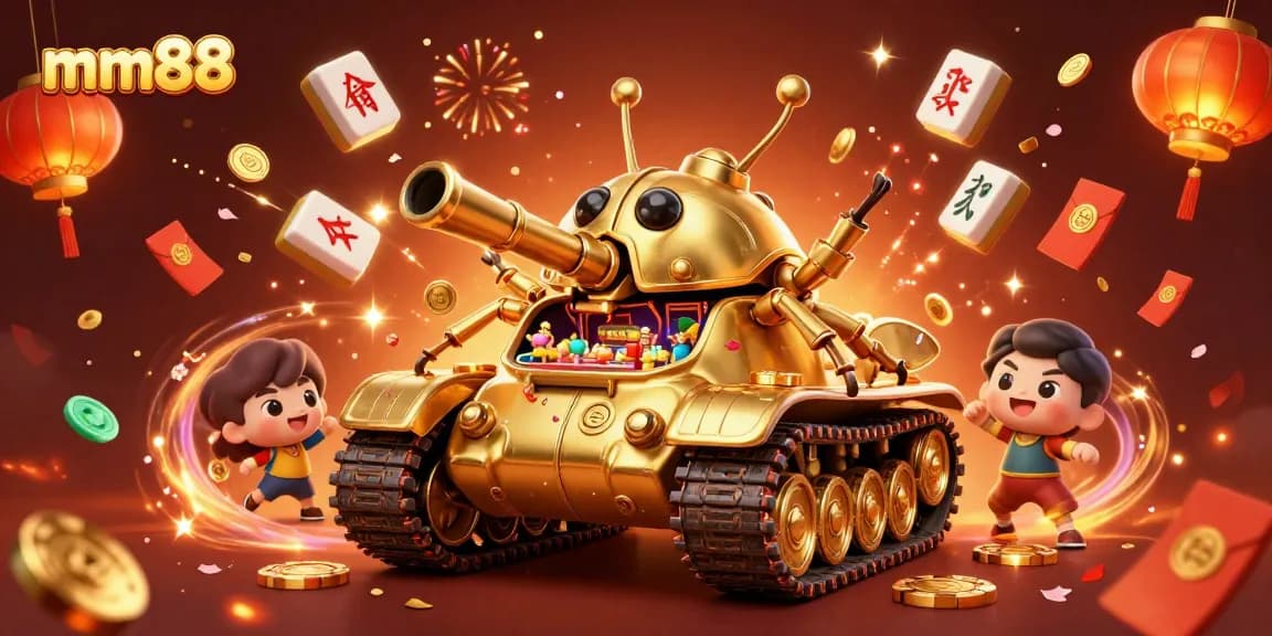 Engage with the vibrant mini-casino experience in mm88, where golden treasures and festive elements collide.