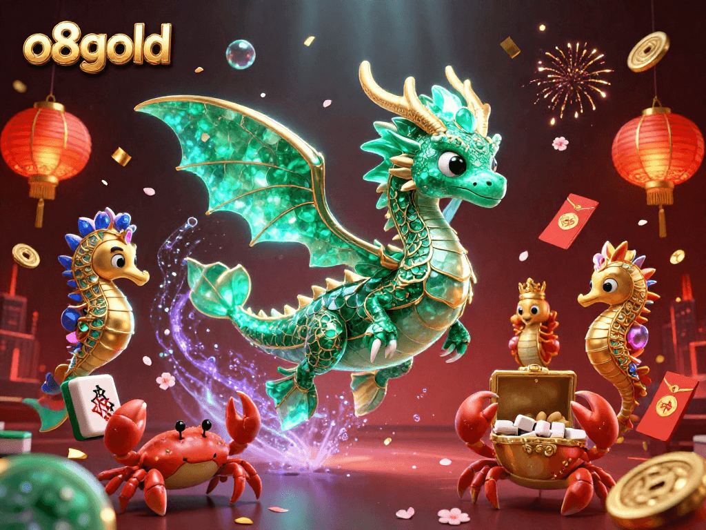 Engage in thrilling gameplay at o8gold with vibrant dragon and casino elements.