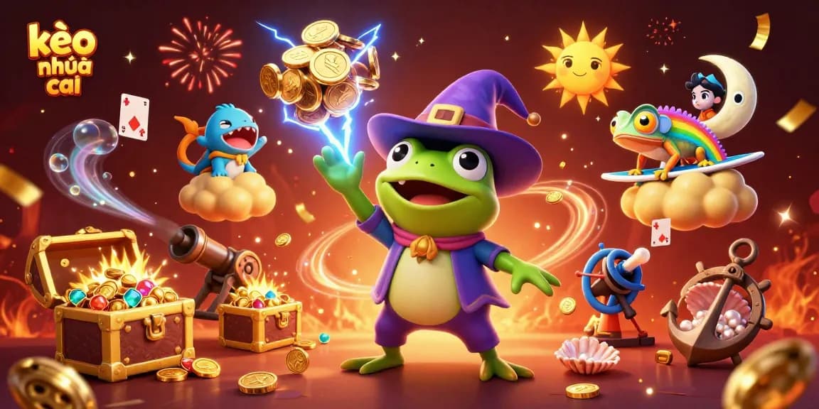 Join the exciting kèo nhà cái action with golden coins and vibrant characters in a thrilling casino scene.