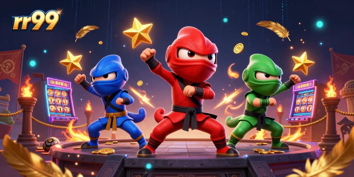 rr99 ninja chameleons showcase vibrant casino action with synchronized martial arts.