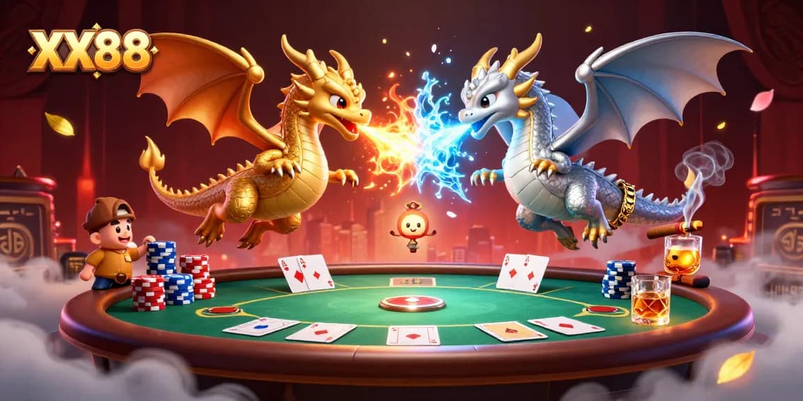 Engage in exciting gambling activities at XX88 with thrilling poker elements in a vibrant 3D casino scene.