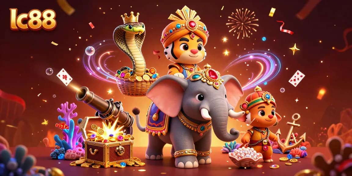 Experience the thrill of lc88 with a vibrant digital casino scene featuring an Indian maharaja and treasures.