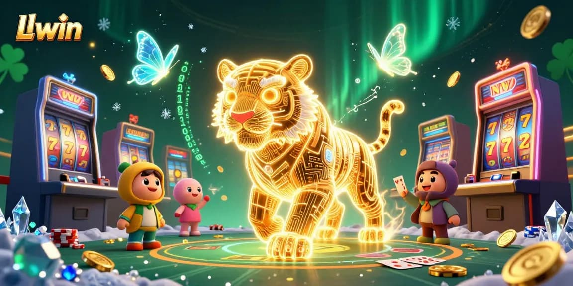 Engage with Llwin's exciting slots in a vibrant casino landscape featuring a golden tiger.