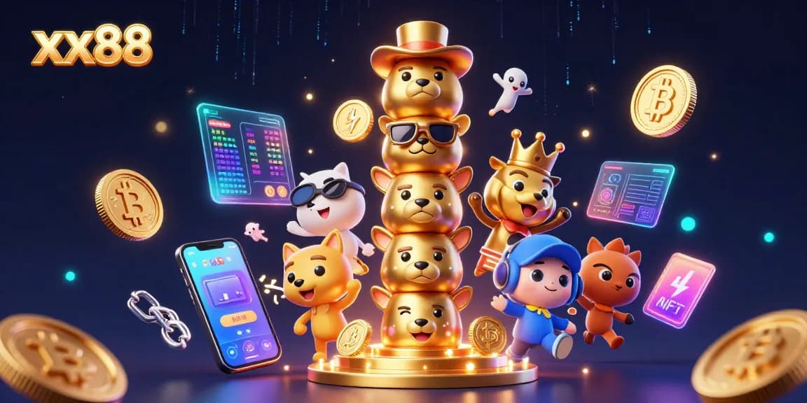 Experience the thrill of gaming at xx88 with an engaging totem pole in a vibrant casino scene.