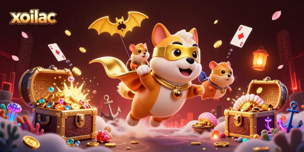 Bet on exciting moments with Xoilac: Superhero dog and hamster amidst the thrill of gambling.
