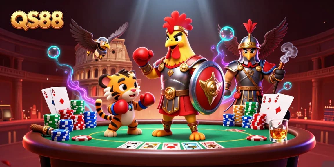 Experience the thrill at QS88 with vibrant poker action and exciting characters in a captivating casino arena.