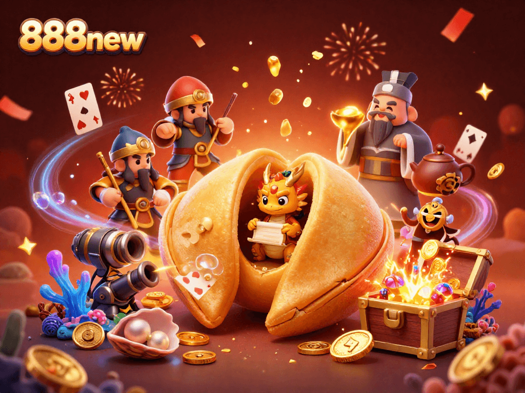 Experience thrilling games at 888new with its vibrant 3D cartoon characters and gold treasures.