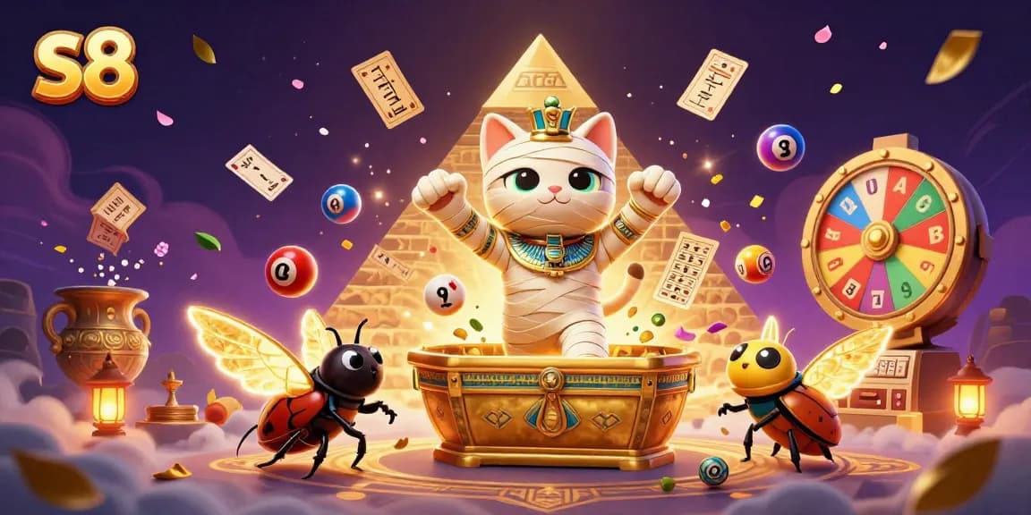 S8 engages players in thrilling casino action with a vibrant, interactive scene full of gaming elements.