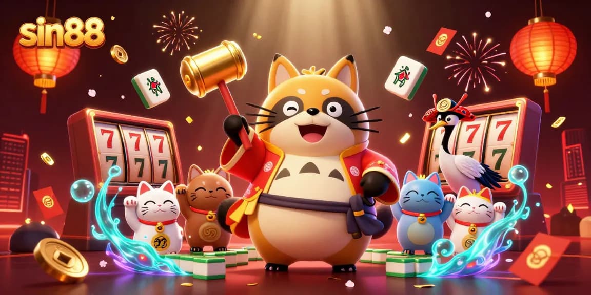 Experience winning excitement with sin88's vibrant 3D casino atmosphere featuring playful elements.